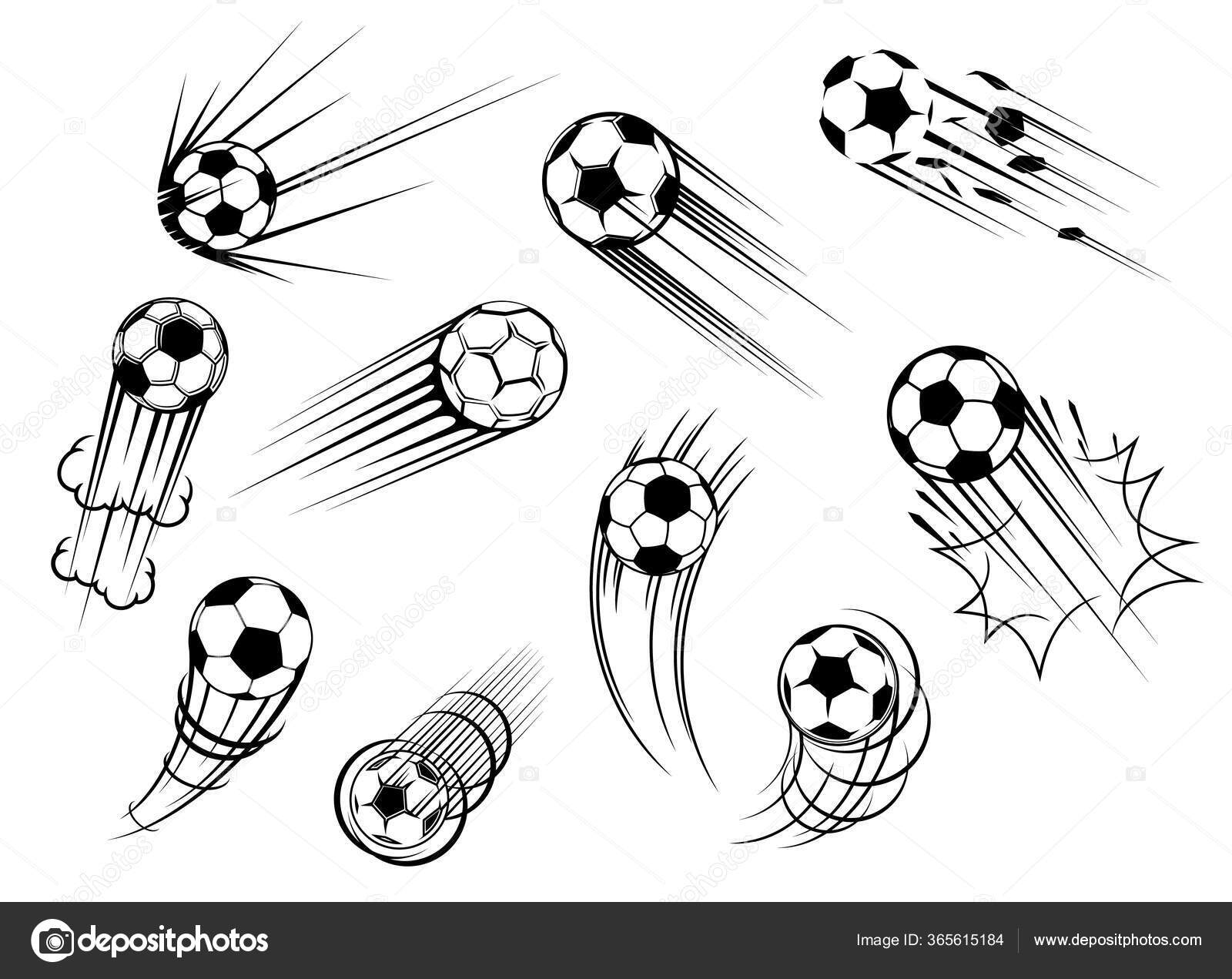 Futebol Bola Futebol Voando Com Traço Chute Gol Ícones Vetoriais vetor(es)  de stock de ©Seamartini 365615184